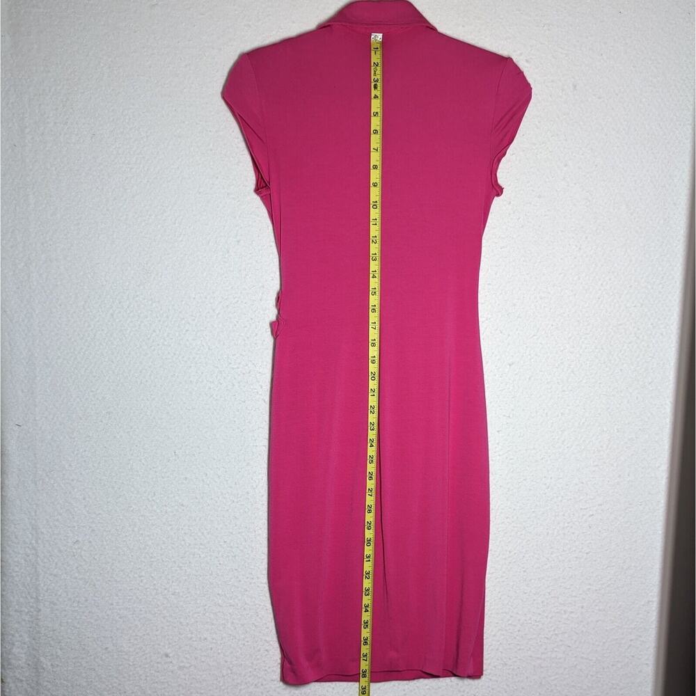 Vtg Cache Bodycon Dress Womens Sz Medium Hot Pink Barbiecore Stretch USA Rare - Picture 6 of 9